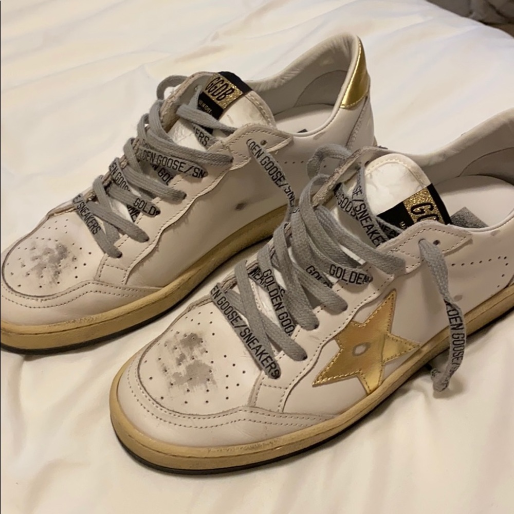 Golden Goose Ball Star Sneakers w/ Gold Star